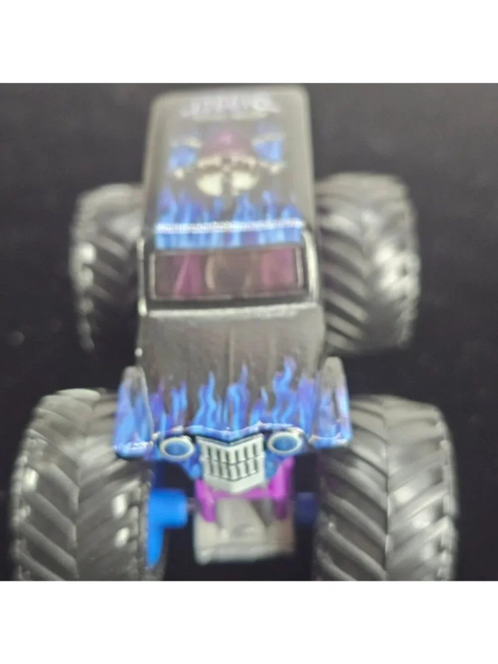 Grave Digger Monster Truck Toy Purple & Black 2024 Copyright Skeleton Design 4-W